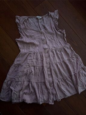 Sweet Wanderer Dusty Pink Tiered Button-Front Dress